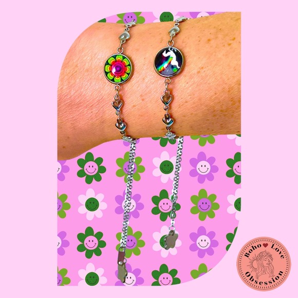 Rainbow Records Heart Slider Bracelet - Picture 5 of 8